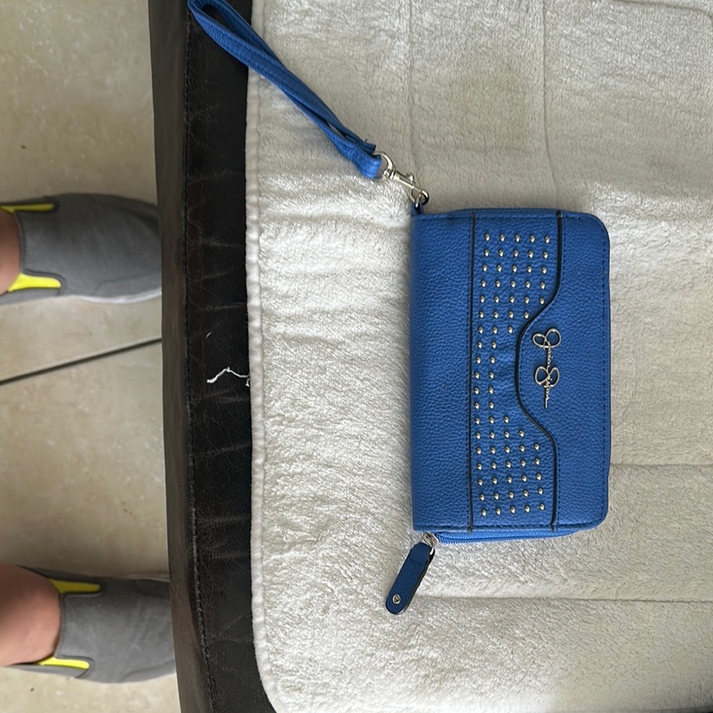 Blue Studded Women's Wristlet